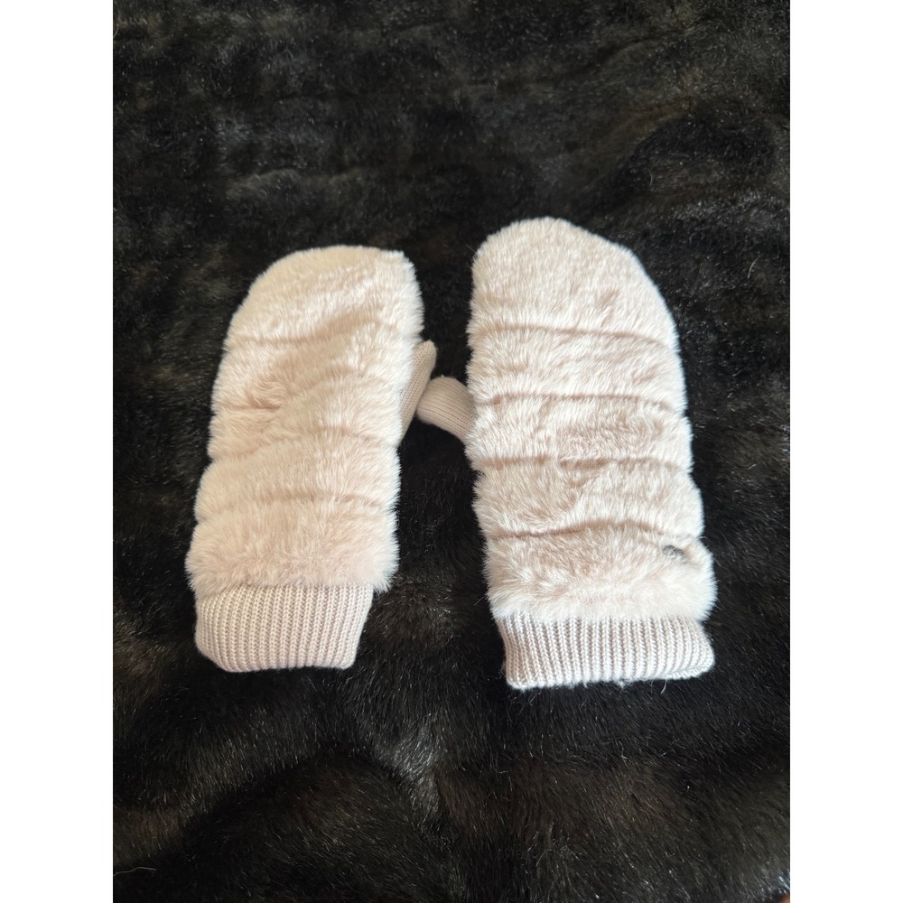 UGG Womens Quilted Faux Fur Mittens Pink S/M Winter Gloves